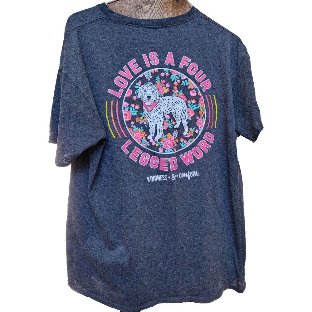 Love Is A Four Legged Word Size XL Dog Lovers T-Shirt 2 Sided Rescue